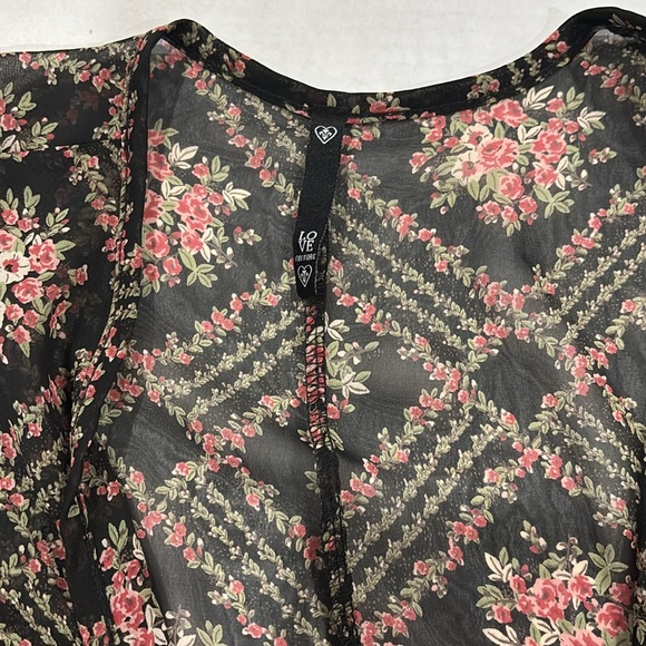 Floral Print Sheer Chiffon Bolero with Fringe - Picture 6 of 7